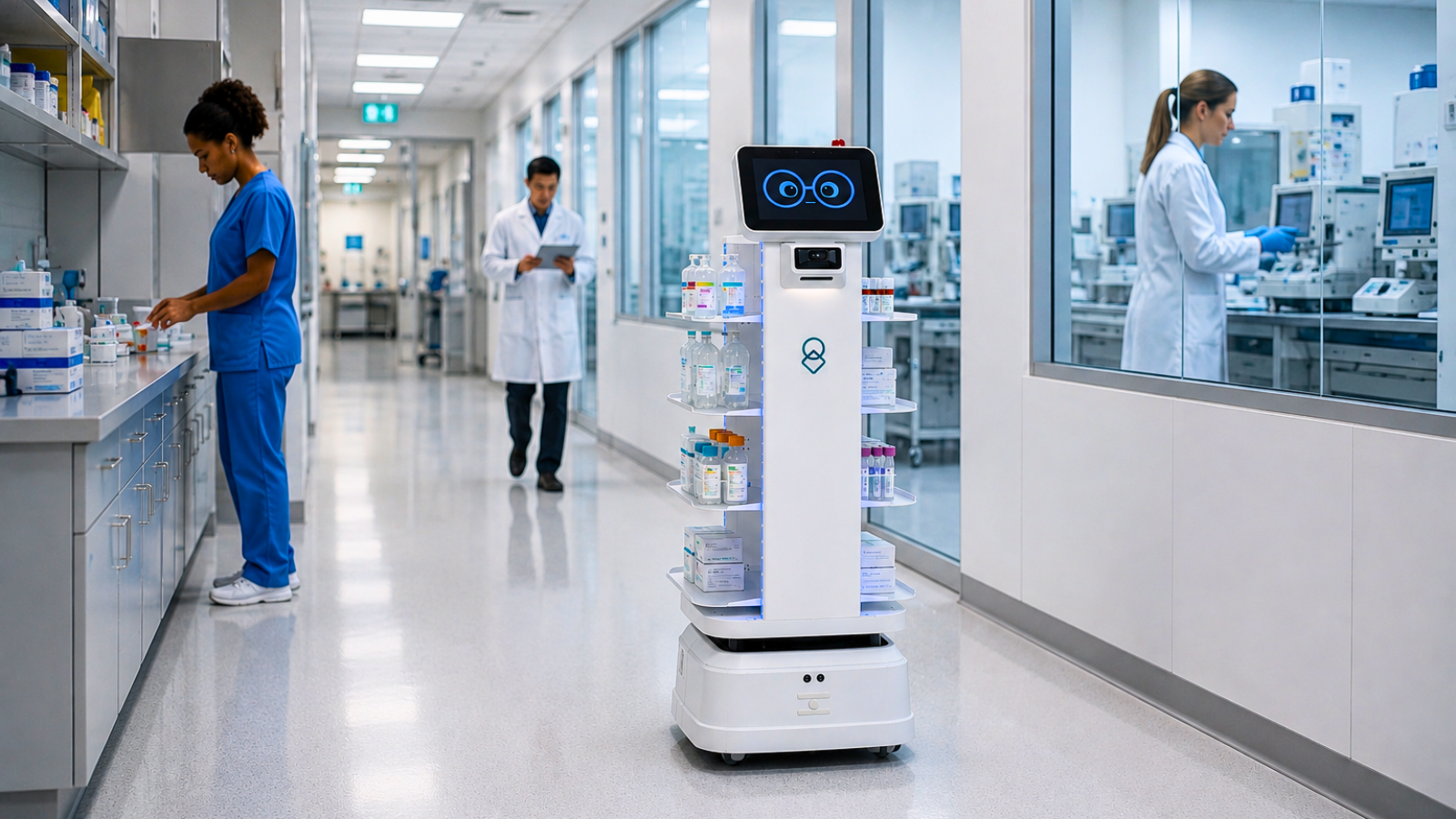 Autonomous logistics robot in a hospital corridor