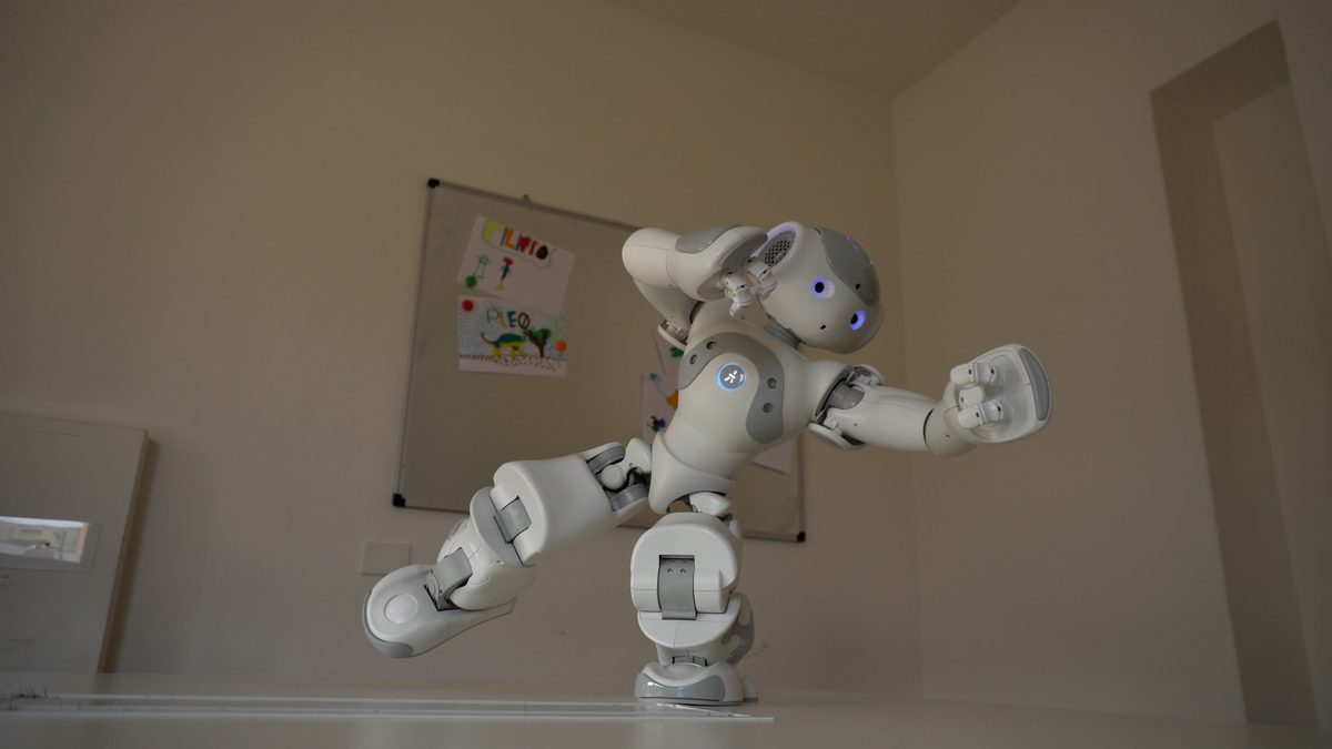 NAO robots engaging students in a classroom activity