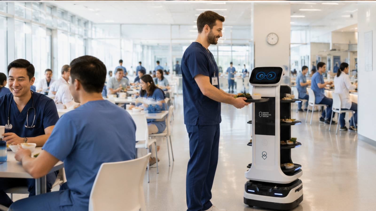 Autonomous service robot in a senior living dining room