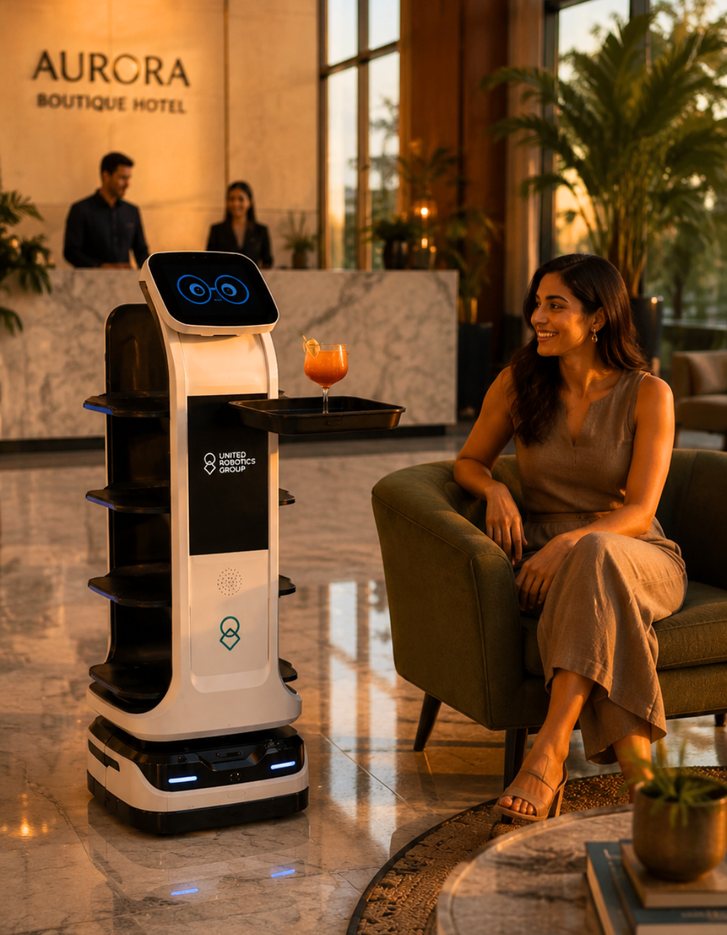 uServe in hotel lobby